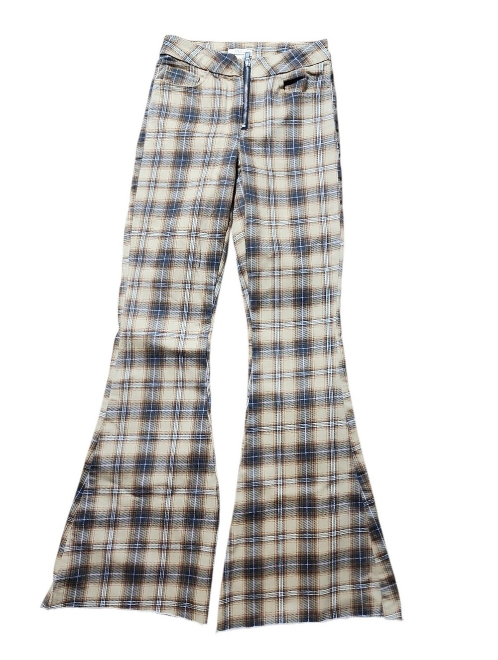 Forever 21 Premium Plaid Flare Academia Pants Size 24 Y2K Boho 70s Retro Twee